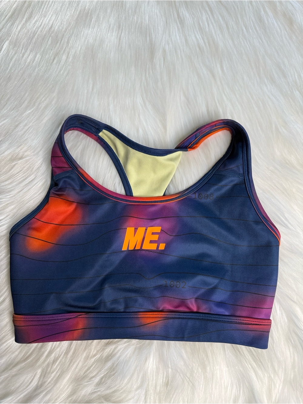 So Bike Active Navy and Orange Heat Map Print Sports Bra